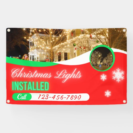Customize Christmas Lights Decorations Installed Banner (Horizontal)