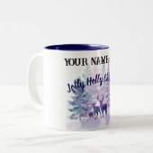 Customize Christmas Mug – Jolly Holly Design Zweifarbige Tasse (Vorderseite Links)