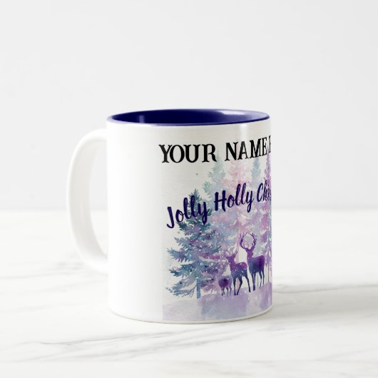 Customize Christmas Mug – Jolly Holly Design Zweifarbige Tasse (Vorderseite Links)