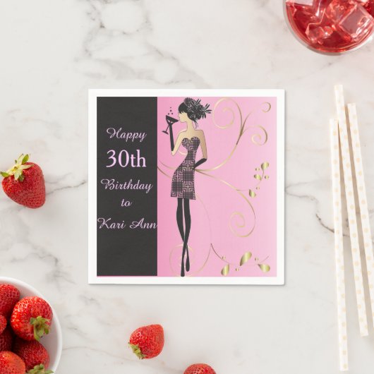 Customize Classy Birthday for Her Serviette (Beispiel)