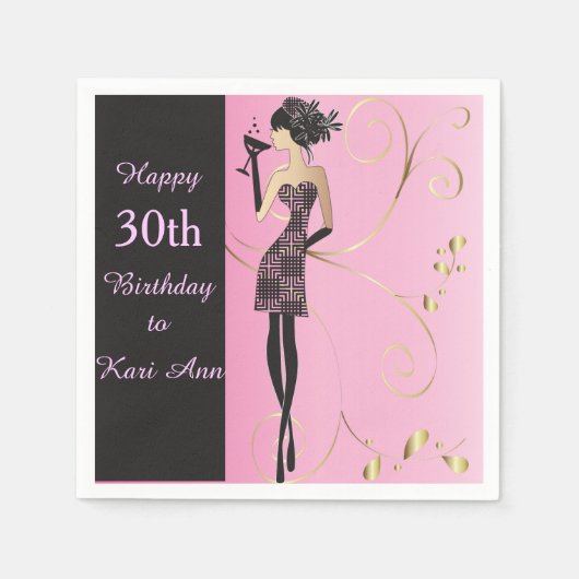 Customize Classy Birthday for Her Serviette (Vorderseite)