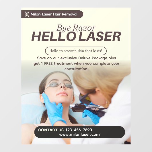Customize Clean Laser Hair Removal Clinic Promo Fensteraufkleber (Blatt)
