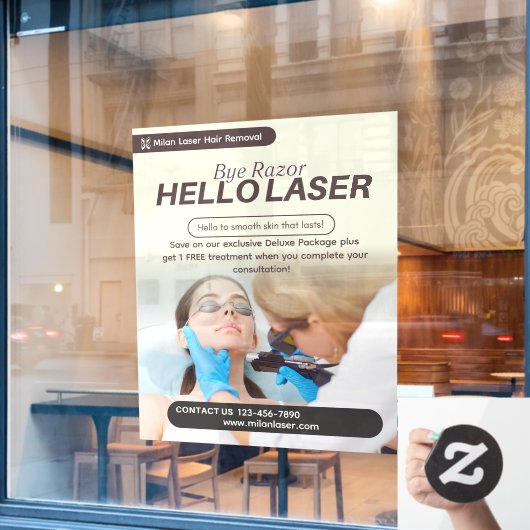 Customize Clean Laser Hair Removal Clinic Promo Fensteraufkleber (Café-Fenster)