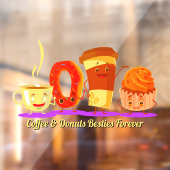 Customize Coffee And Donuts Besties Forever Promo Fensteraufkleber (Blatt 2)