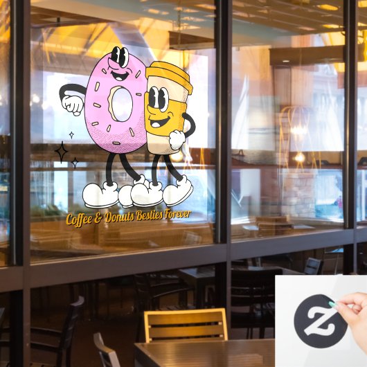 Customize Coffee And Donuts Besties Forever Promo Fensteraufkleber (Restaurantfenster)