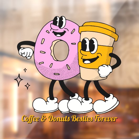 Customize Coffee And Donuts Besties Forever Promo Fensteraufkleber (Blatt 2)