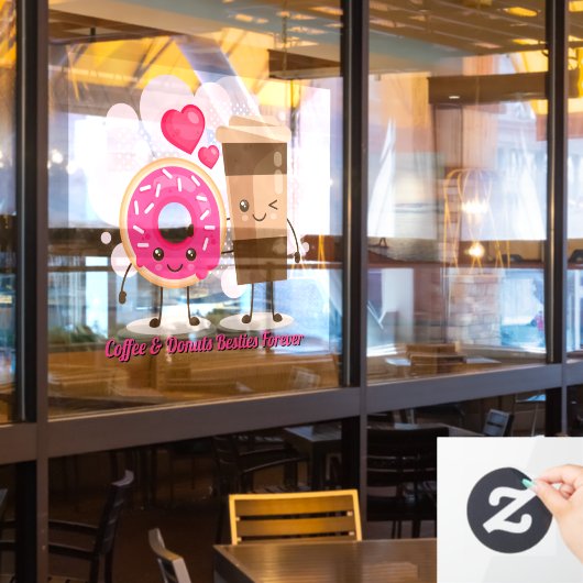 Customize Coffee And Donuts Besties Forever Promo Fensteraufkleber (Restaurantfenster)