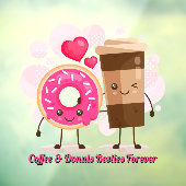 Customize Coffee And Donuts Besties Forever Promo Fensteraufkleber (Blatt 3)