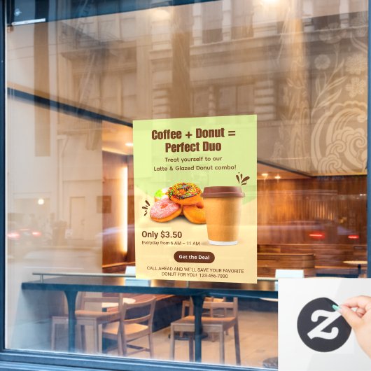 Customize Coffee And Donuts The Perfect Duo Fensteraufkleber (Café-Fenster)