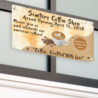 Customize Coffee Shop Grand Opening Special Day  Banner