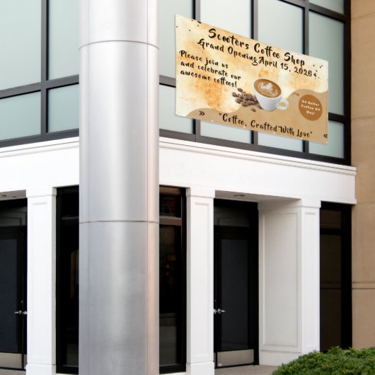Customize Coffee Shop Grand Opening Special Day  Banner (Äußeres Gebäude)