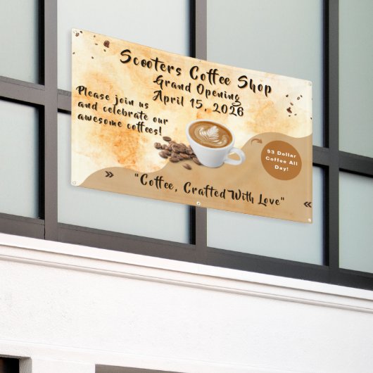Customize Coffee Shop Grand Opening Special Day  Banner (Äußeres Gebäude)