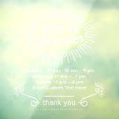 Customize Come In We're Open Business Hours Shop Fensteraufkleber (Blatt 3)