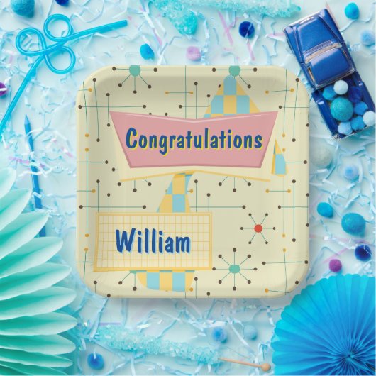 Customize Congratulations Retro Pappteller (Party)