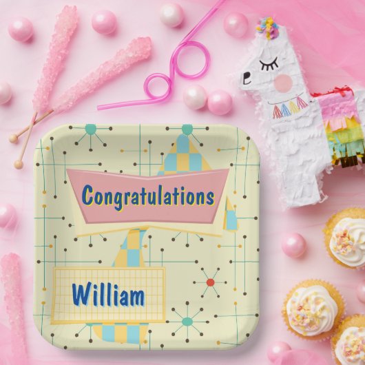 Customize Congratulations Retro Pappteller (Party)