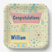 Customize Congratulations Retro Pappteller (Vorderseite)