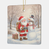 Customize Cute Santa Photographer Keramikornament (Links)