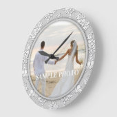 Customize Damask Your Photo Clock Große Wanduhr (Winkel)