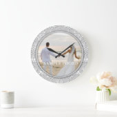 Customize Damask Your Photo Clock Große Wanduhr (Zuhause)