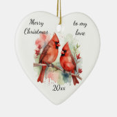 Customize Dated Cardinal to my Love Keramik Ornament (Rechts)