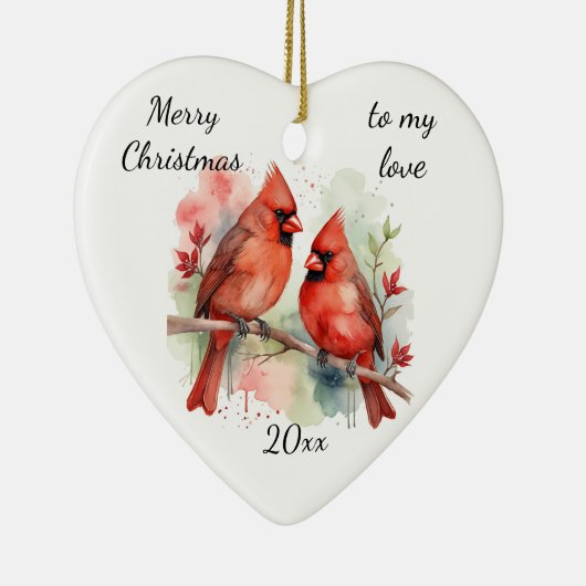 Customize Dated Cardinal to my Love Keramik Ornament (Rechts)