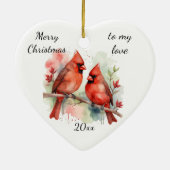 Customize Dated Cardinal to my Love Keramik Ornament (Hinten)