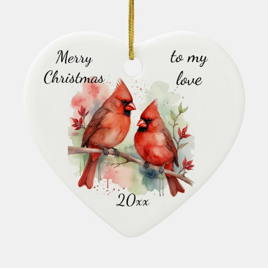 Customize Dated Cardinal to my Love Keramik Ornament (Hinten)
