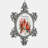 Customize Dated Cardinal to my Love Schneeflocken Zinn-Ornament (Links)