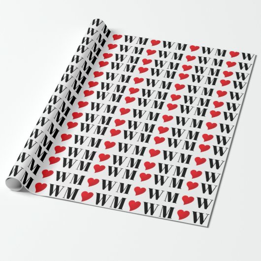 Customize Ehepaar A Loves B red heart Geschenkpapier (Ungerollt)