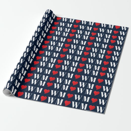 Customize Ehepaar A Loves B red heart Geschenkpapier (Ungerollt)