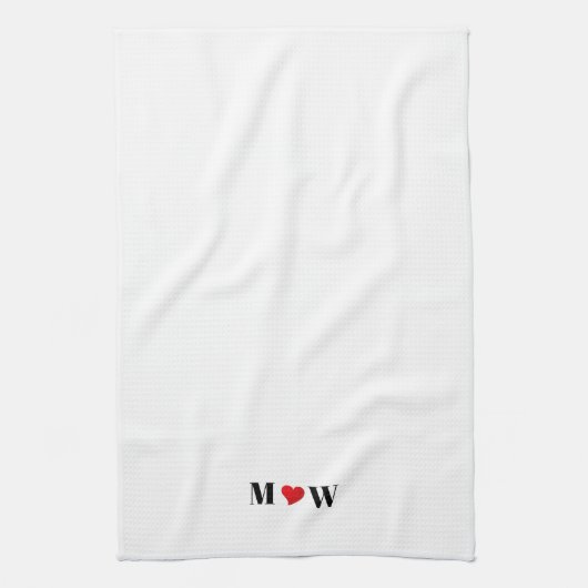 Customize Ehepaar A Loves B red heart Geschirrtuch (Vertikal)