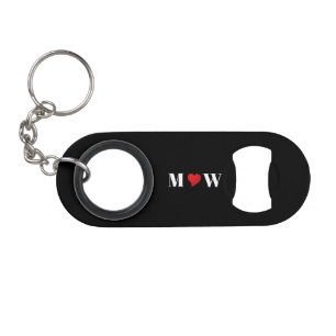 Customize Ehepaar A Loves B red heart Mini Flaschenöffner