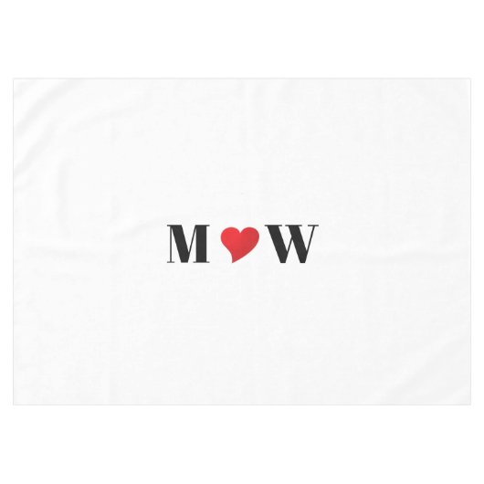 Customize Ehepaar A Loves B red heart Tischdecke (Vorderseite (Horizontal))