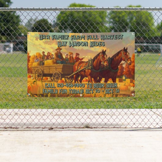 Customize Farm Fall Harvest Horse Drawn Wagon Ride Banner (Insitu)
