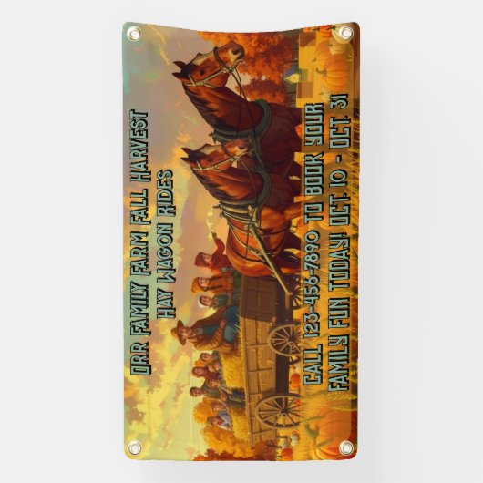 Customize Farm Fall Harvest Horse Drawn Wagon Ride Banner (Vertikal)