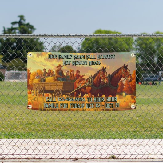 Customize Farm Fall Harvest Horse Drawn Wagon Ride Banner (Insitu)