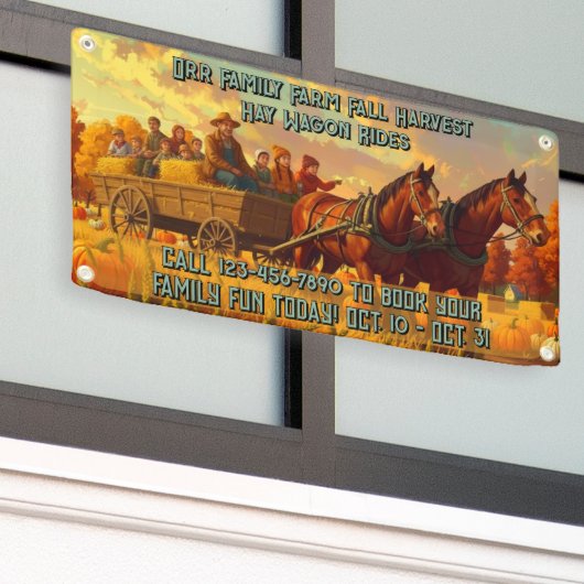 Customize Farm Fall Harvest Horse Drawn Wagon Ride Banner (Äußeres Gebäude)