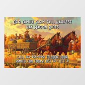 Customize Farm Fall Harvest Horse Drawn Wagon Ride Fensteraufkleber (Blatt)