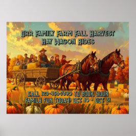 Customize Farm Fall Harvest Horse Drawn Wagon Ride Poster