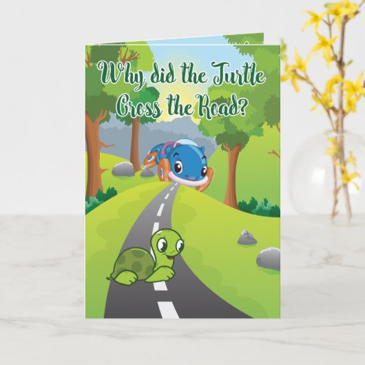 CUSTOMIZE FunnY Schildkröte überqueren die Straße Karte (Gelbe Blume)