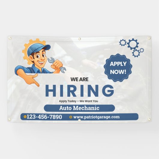 Customize Generic Now Hiring Auto Mechanic Banner (Horizontal)