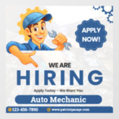 Customize Generic Now Hiring Auto Mechanic  Fensteraufkleber (Blatt)