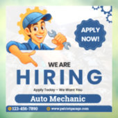 Customize Generic Now Hiring Auto Mechanic  Fensteraufkleber (Blatt 3)