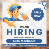 Customize Generic Now Hiring Auto Mechanic  Fensteraufkleber (Blatt 2)