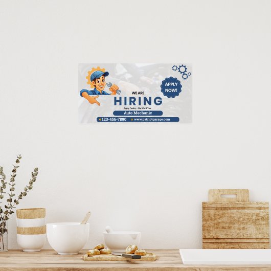 Customize Generic Now Hiring Auto Mechanic  Poster (Küche)