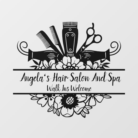 Customize Hair Salon And Spa Black  Window Cling Fensteraufkleber (Blatt)