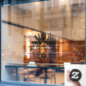 Customize Hair Salon And Spa Black  Window Cling Fensteraufkleber (Café-Fenster)