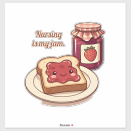 [Customize] is my jam - cute jam and toast cartoon Aufkleber
