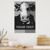 CUSTOMIZE IT Black and White Pop Art Cow Poster (Küche)