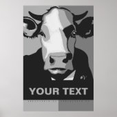 CUSTOMIZE IT Black and White Pop Art Cow Poster (Vorne)
